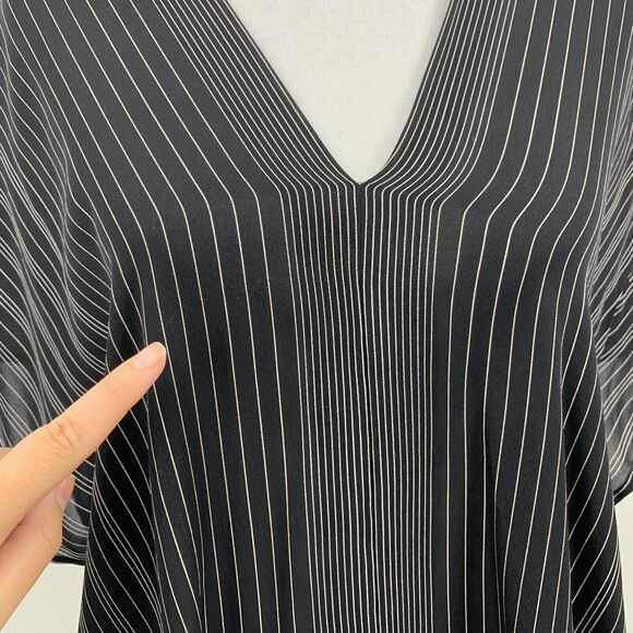 Vince Blouse Women XS Extra Small Black White Stripe Dolman V Neck Slouchy Tunic - Picture 5 of 13